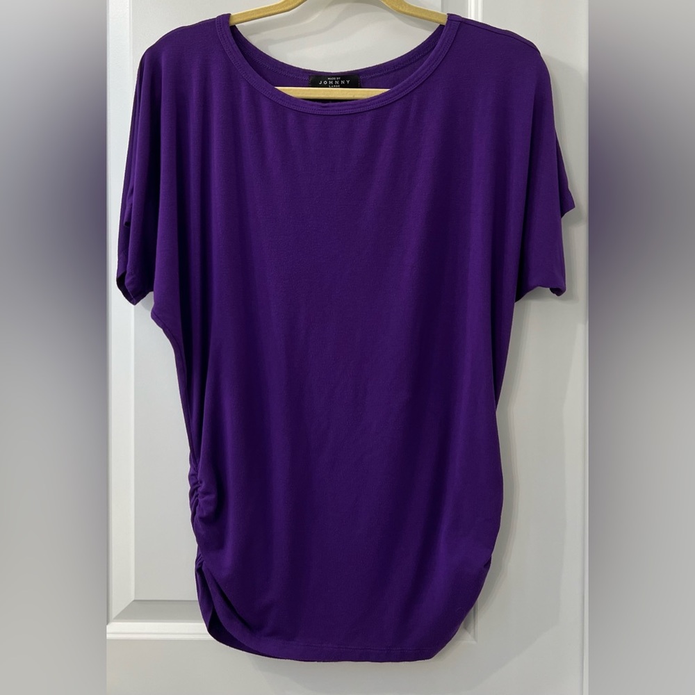 Made by Johnny short-sleeved dolman top in vibrant purple; Size Large